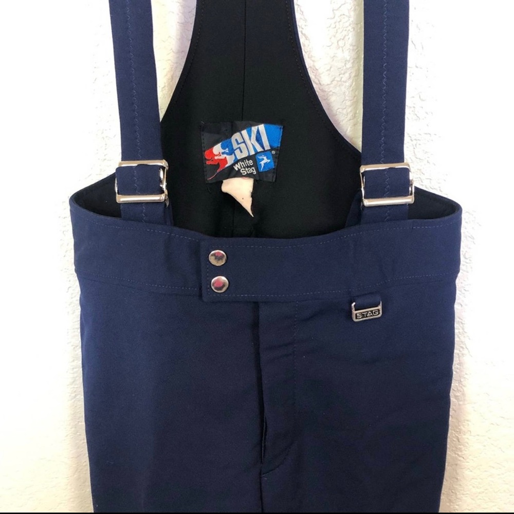 Vintage White Stag Navy Snow Ski Overall Bib Pants size 10
